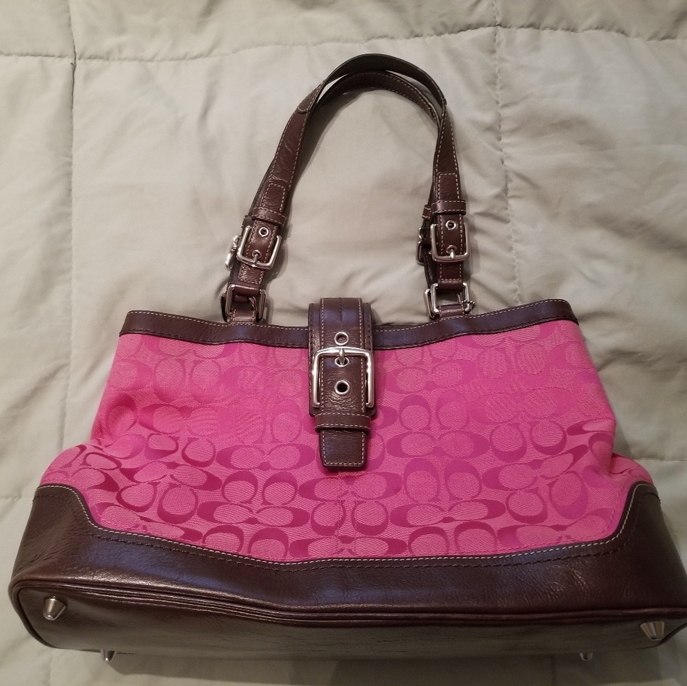 Pink and brown Coach bag